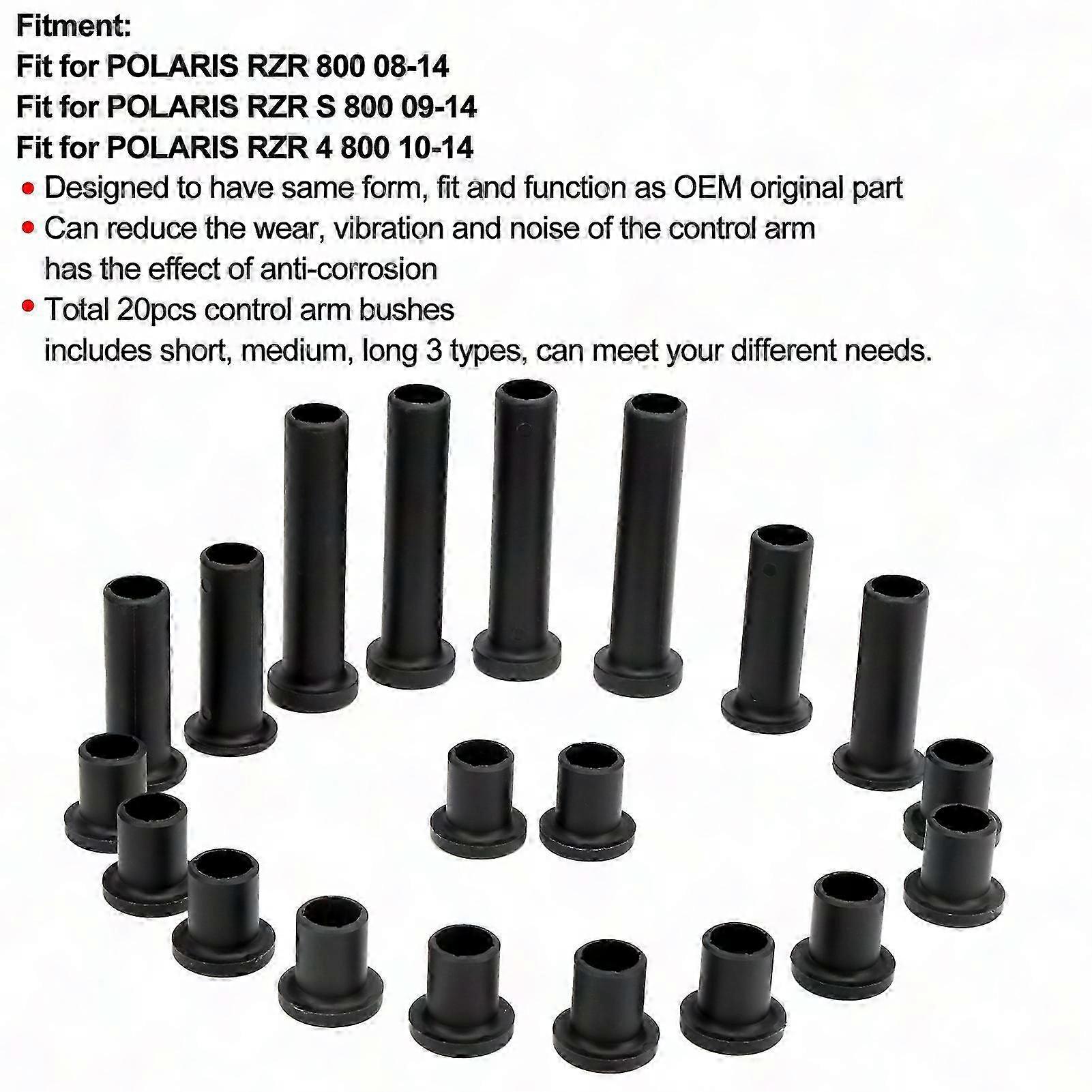 20Pcs Control Arm Bushings Set Rear Suspension AArm Parts 5439730 Fit for Polaris RZR 800/S 800/4 800