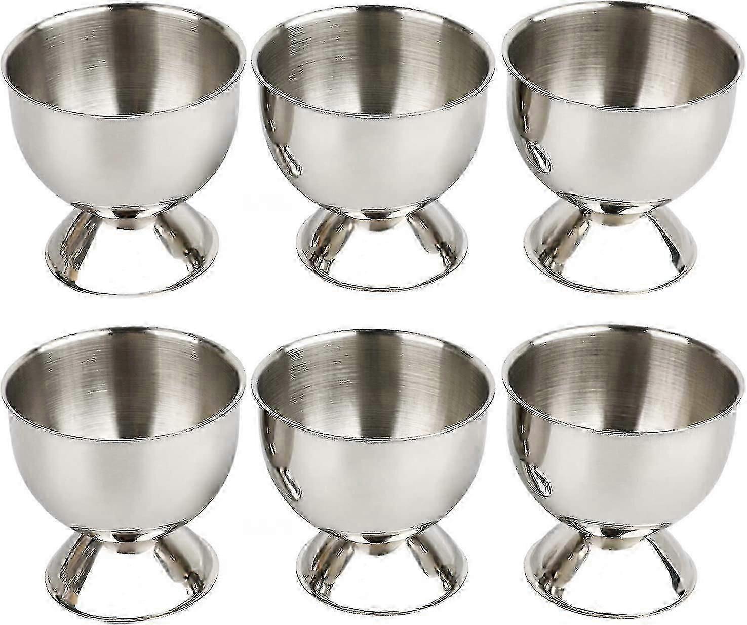 6pcs Eierbecher Tablett Edelstahl Weich gekochte Eierbecher Halter Stand (Eierbecher)