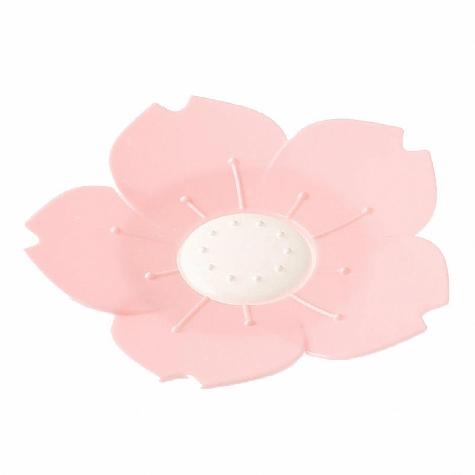 Plastic Flower Shaped Soap Dish with Non-Slip Base and Draining Feature for Bathroom Use