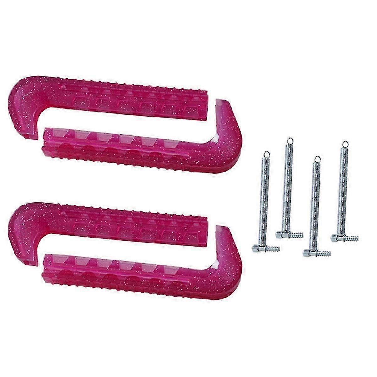 1 Pair Soft Plastic Ice Hockey Figure Skate Blade Guard Cover Protector Ice Skate Runner Guards for Women Kids Rose Red