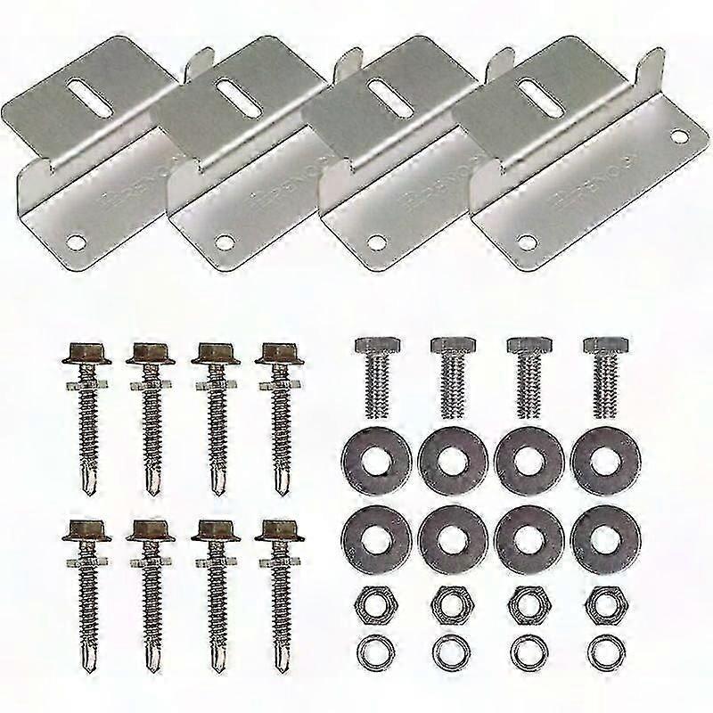 Renogy 4 Pack Solar Panel Z Brackets - RV, Boat, Roof Mounting Kit with Hardware for Off-Grid Installations