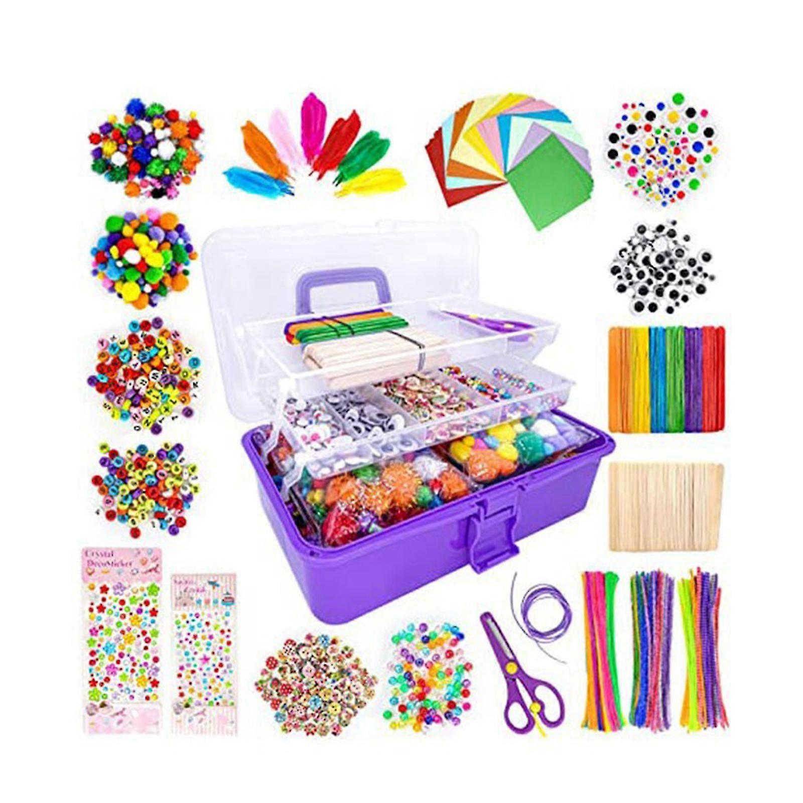 Kids Arts And Crafts Set - Diy Portable Box With Over 1,000 Materials For Creative Projects,hw