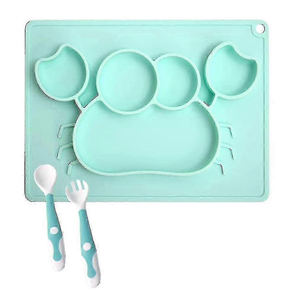 Silicone Non-slip Baby Placemat with Spoon Fork Set for Easy Feeding