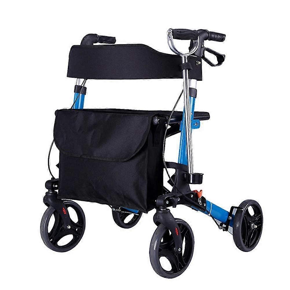 Foldable Aluminum Rollator Walker With Backrest, FourWheel Walking Aid, Adjustable Height, BuiltIn Basket, Seat