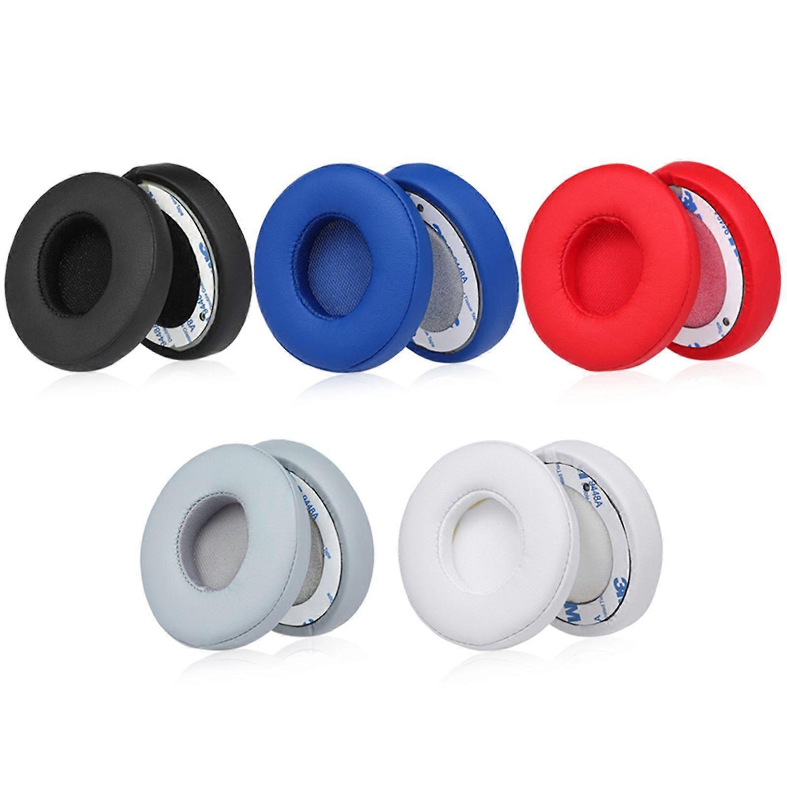 2Pcs Replacement Earpads Ear Pad Cushion for Beats Solo 2 / 3 On Ear Wireless Headphones Red