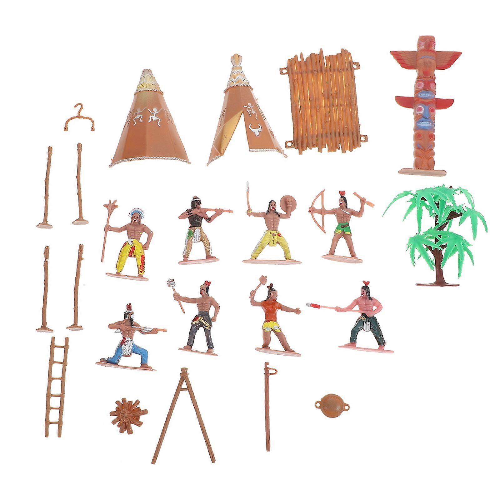 1 Set Simulation Primitive Tribe Models Human Figurines Scenes Layout Props