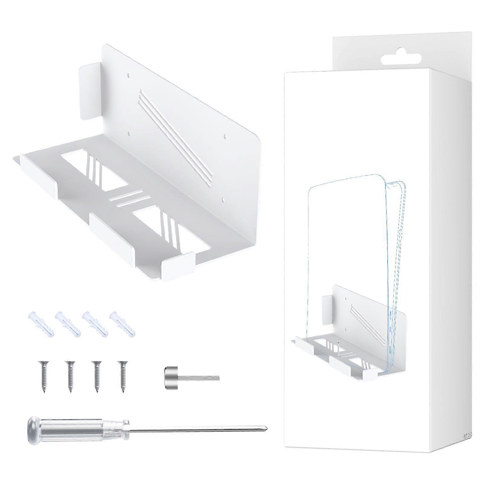 Console Holder Wall Mount Floating Behind TV Wall Bracket for Gaming Console Controller Headphone Screw Fixation White