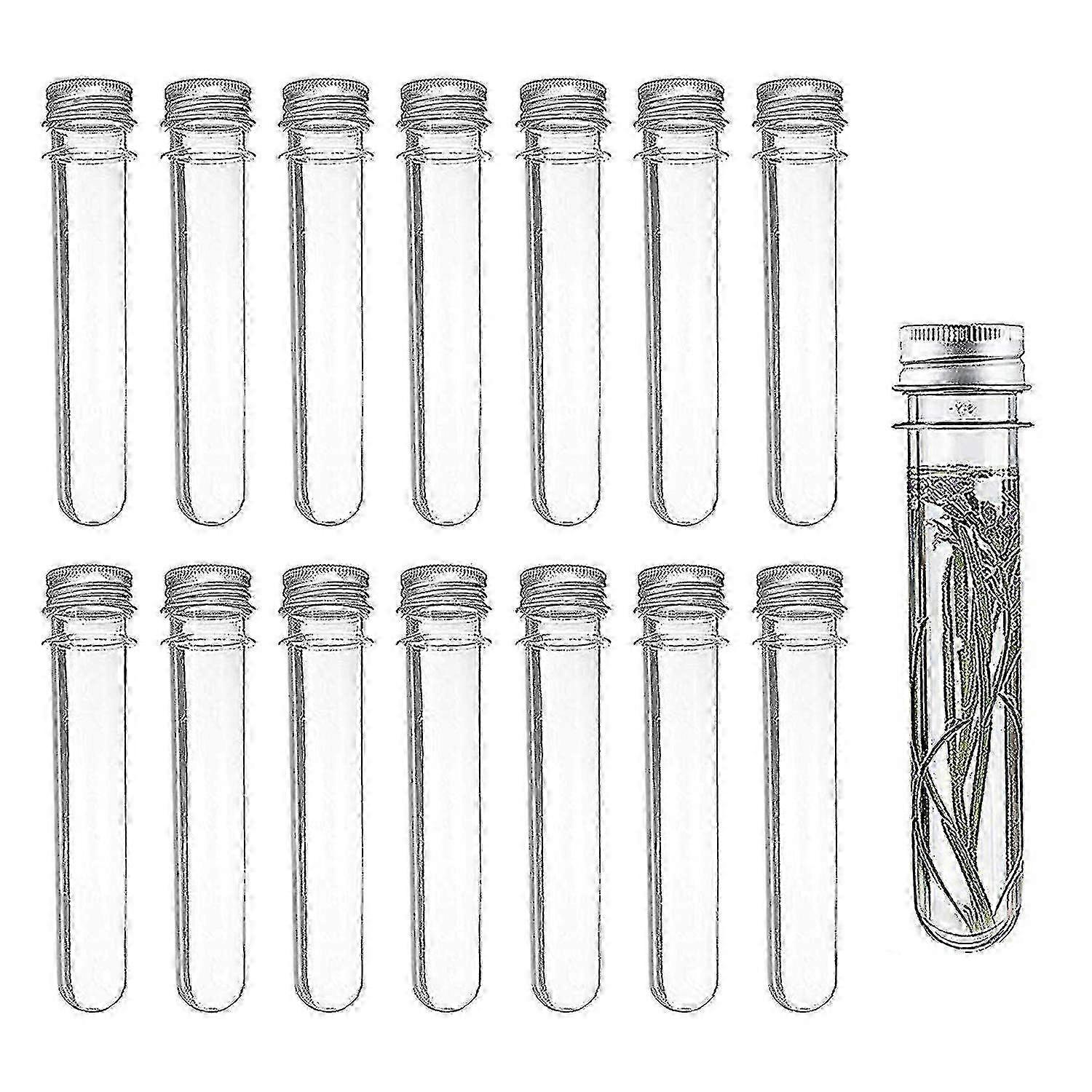 14 Plastic Test Tubes Transparent With Screw Cap 40ml