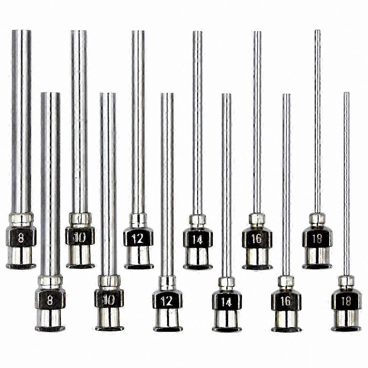 12-Piece Blunt Tip Needle Set, 1.97" Stainless Steel Dispensing Needles with Luer Lock, Gauges 8, 10, 12, 14, 16, 18
