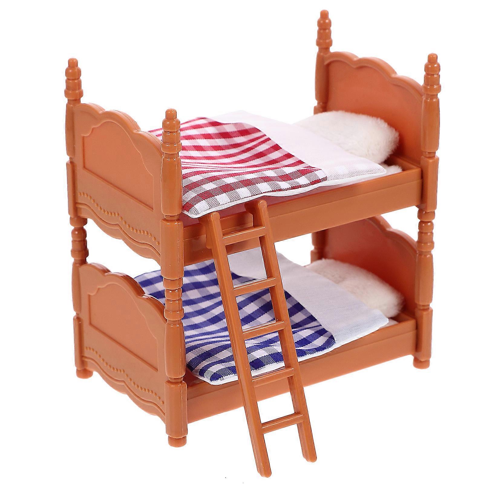 Plastic Double Layer Bed Toy Mini House Furniture for Decoration