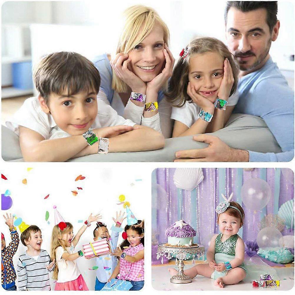 Chic Shining Slap Bracelets Made of Lightweight Plastic and Resin for Children's Party Favors Assorted Color