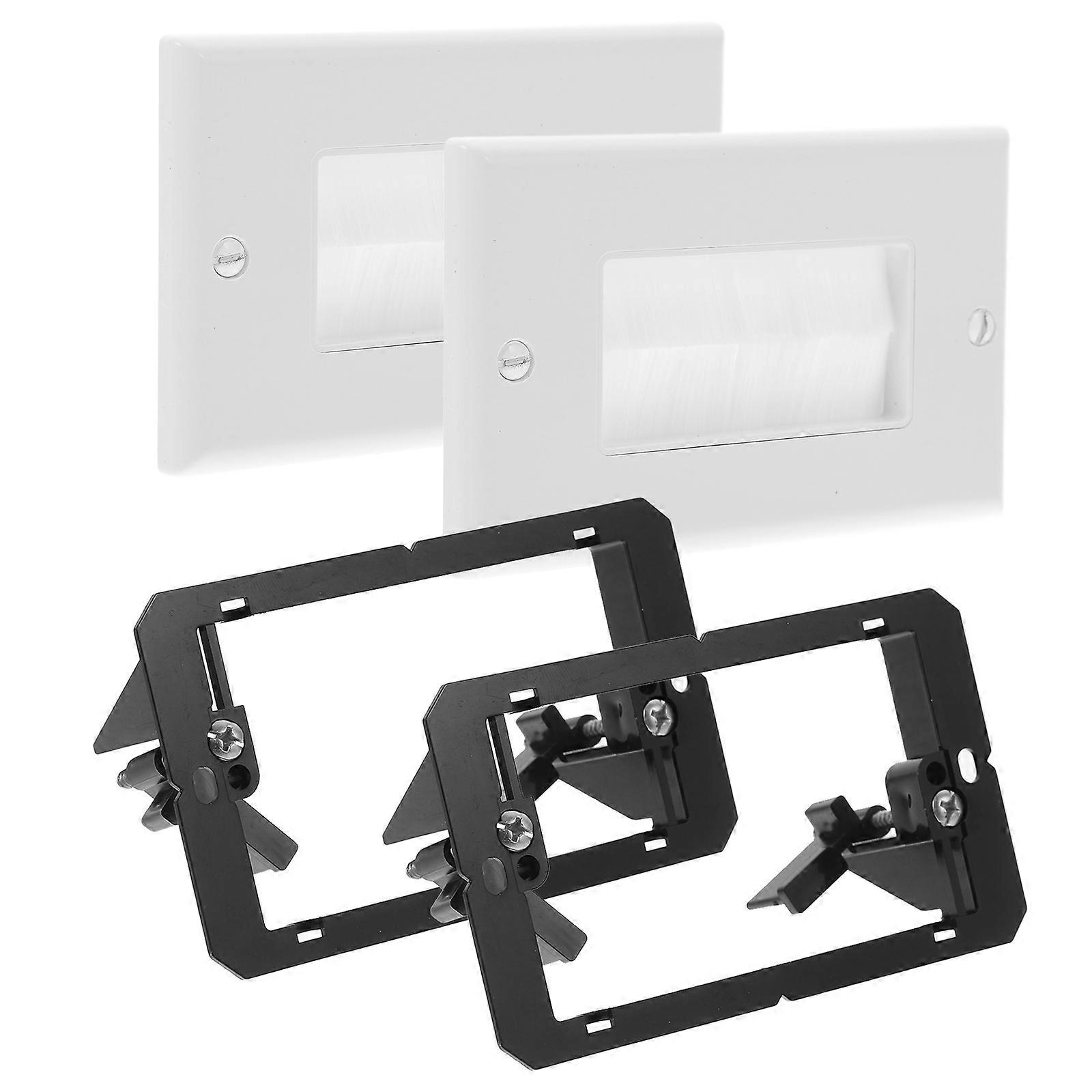 1 Set Wire Entry Plate Brush Grommet Panel Wall Bracket Cable Pass Through Outlet Plate