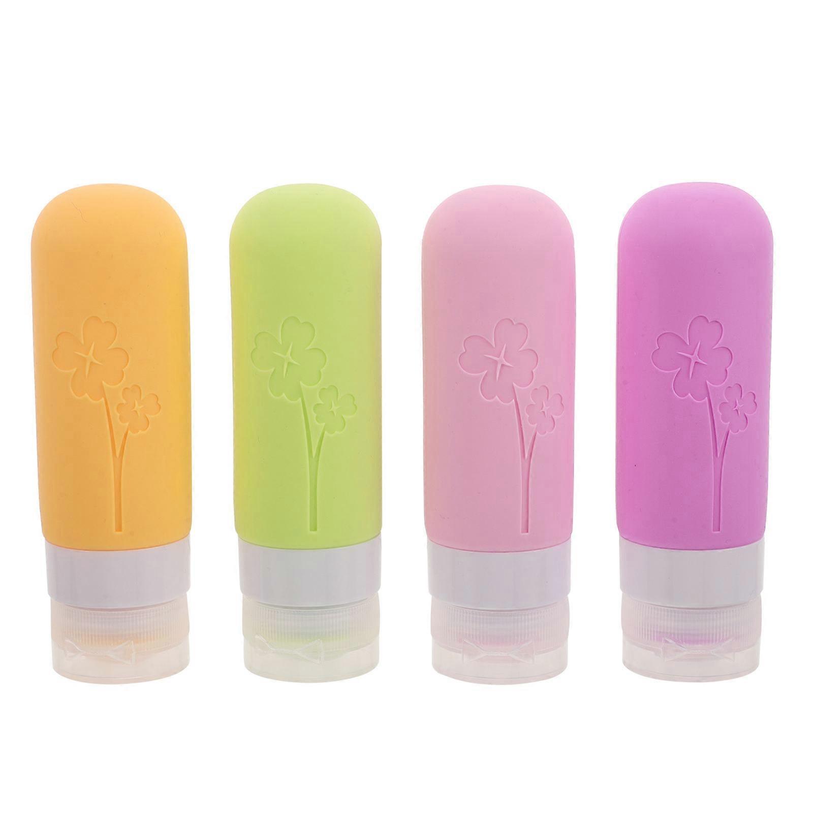 Empty Travel Size Bottles Leakproof Silicone Containers For Shampoo Lotion Soap Liquids 4Pcs
