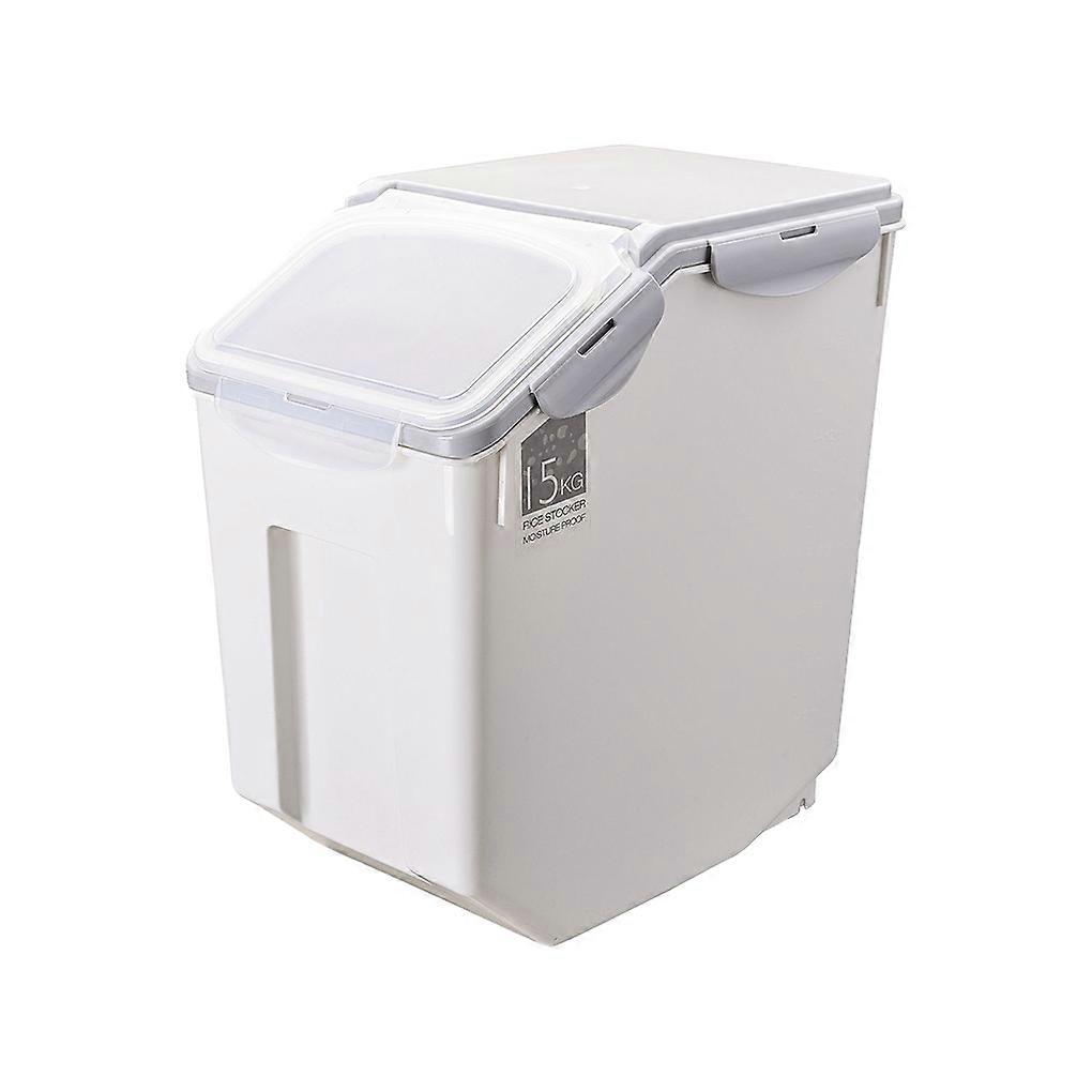 Pet Food Storage Container Moistureproof Mothproof Roller Base Sealed Transparent Lid Solid Color Box Case Accessories