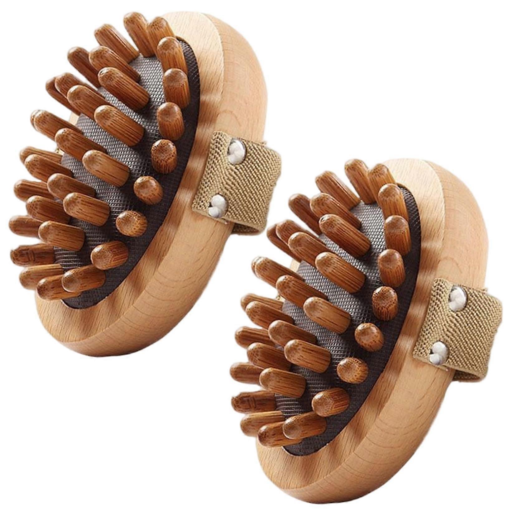 Meridian Brush Massage Body 2Piece Portable Wood Massager With Strap Gua Sha For Cellulite Removal Shaping Style2