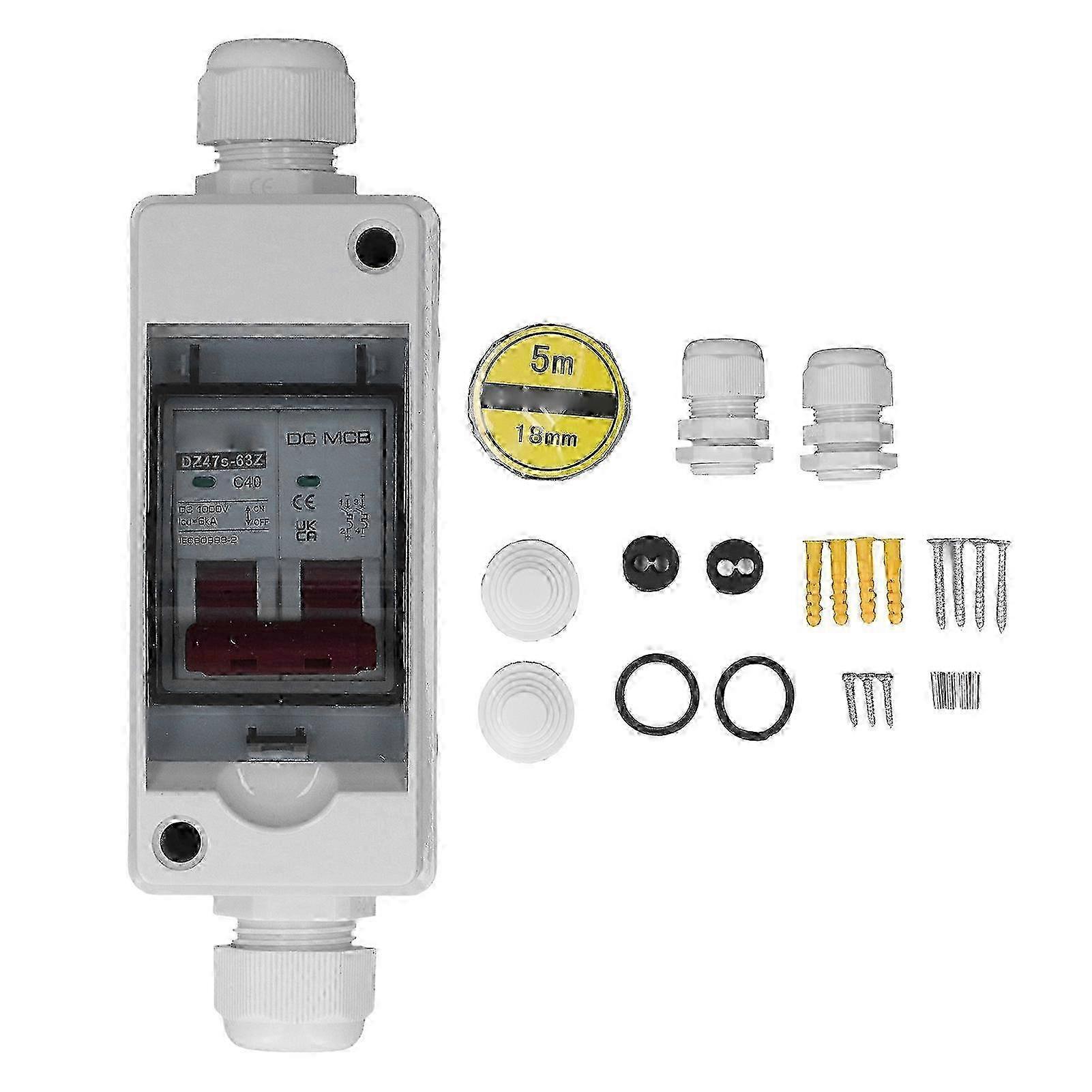 2025 DC Circuit Breaker 2P 40A IP65 Waterproof 6KA Breaking Capacity DC Isolator Switch for Solar PV System 1000V