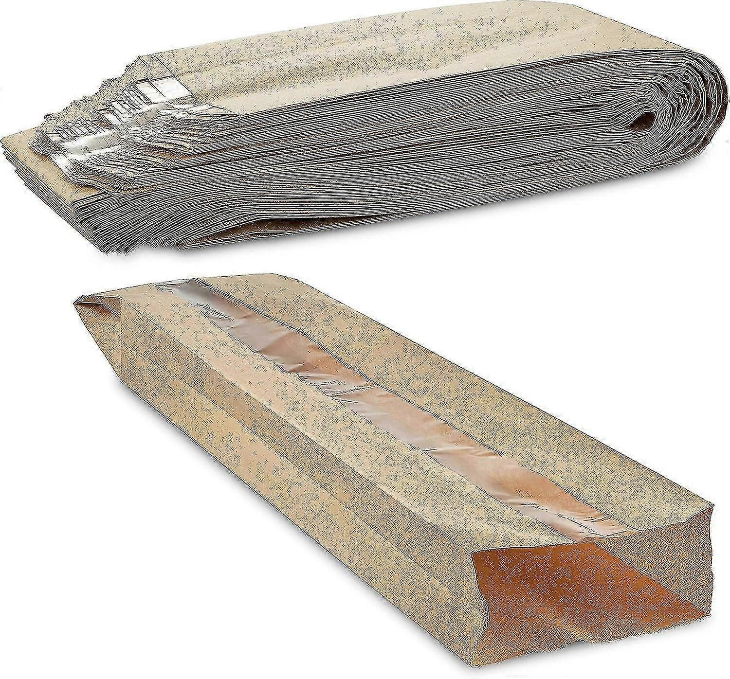 100 PCS Clear Window Kraft Breathable Paper Bread Bag Keeps Bread Fresh For Long Size 4  x 2 x 24