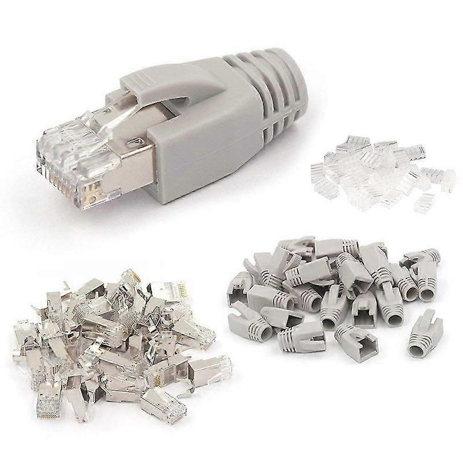 20 Pack CAT7 Shielded RJ45 Connector with Load Bar and RJ45 Relief