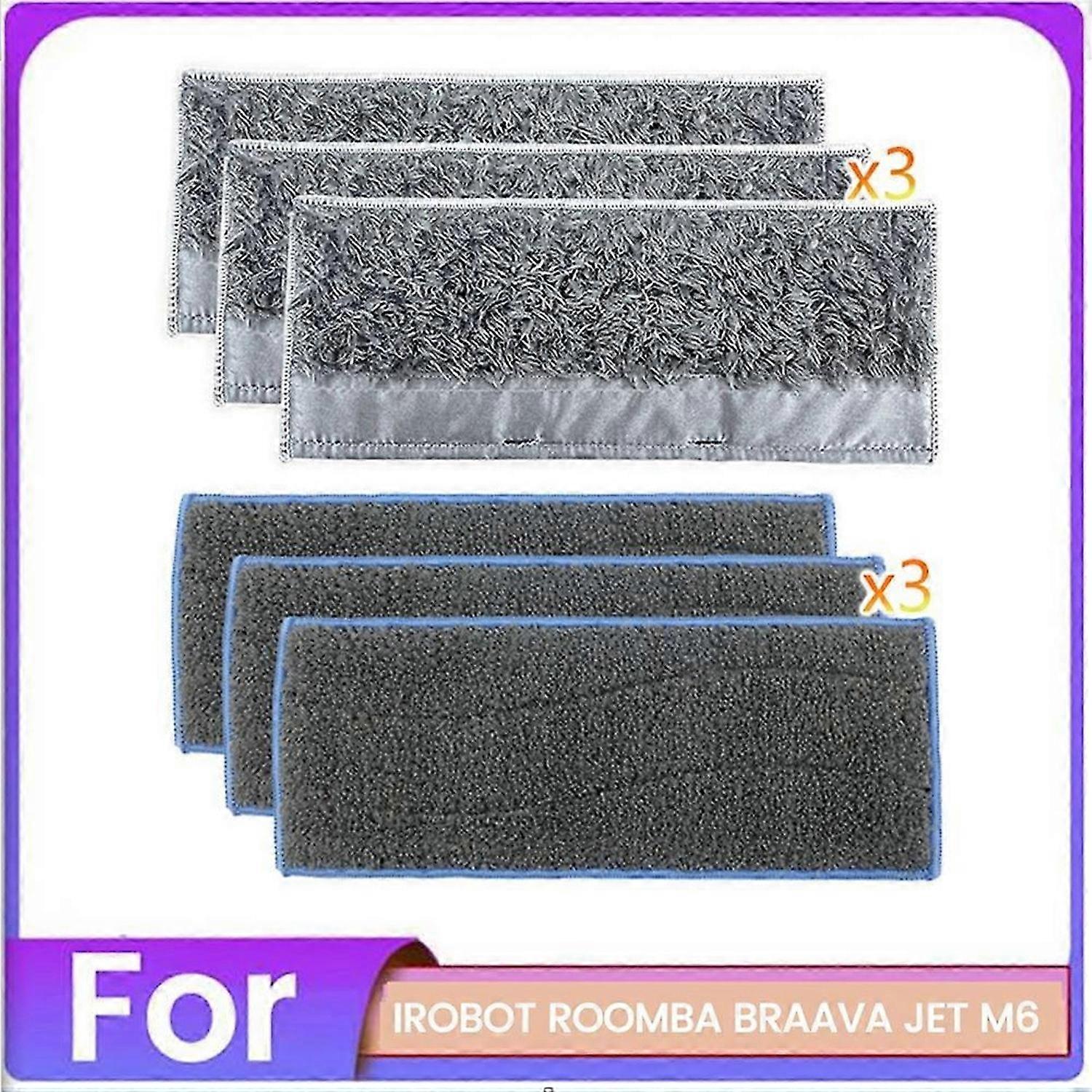6PCS Mop Wet and Dry Cloth Kit for M6 Sweeping Robot Accessories Replacement Cleaning Cloth