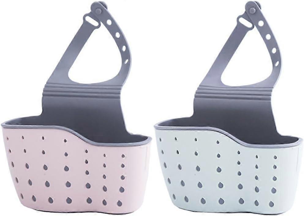 2PCS Hanging Sink Rack, Soap Sponge Drainer Hanging Basket