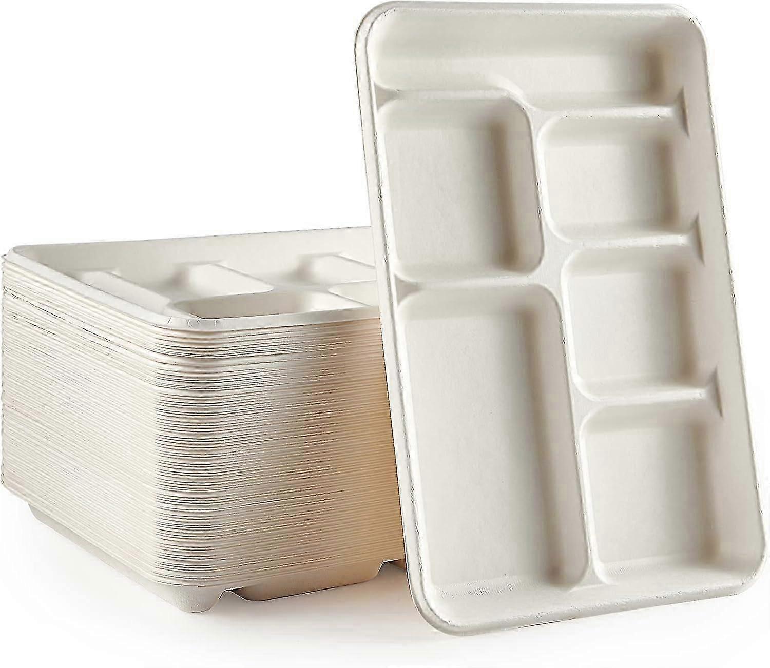 6 Compartment Plates, 90 Pack  Biodegradable Sectioned Dinner Plates, Eco-Friendly Disposable Tableware for Parties