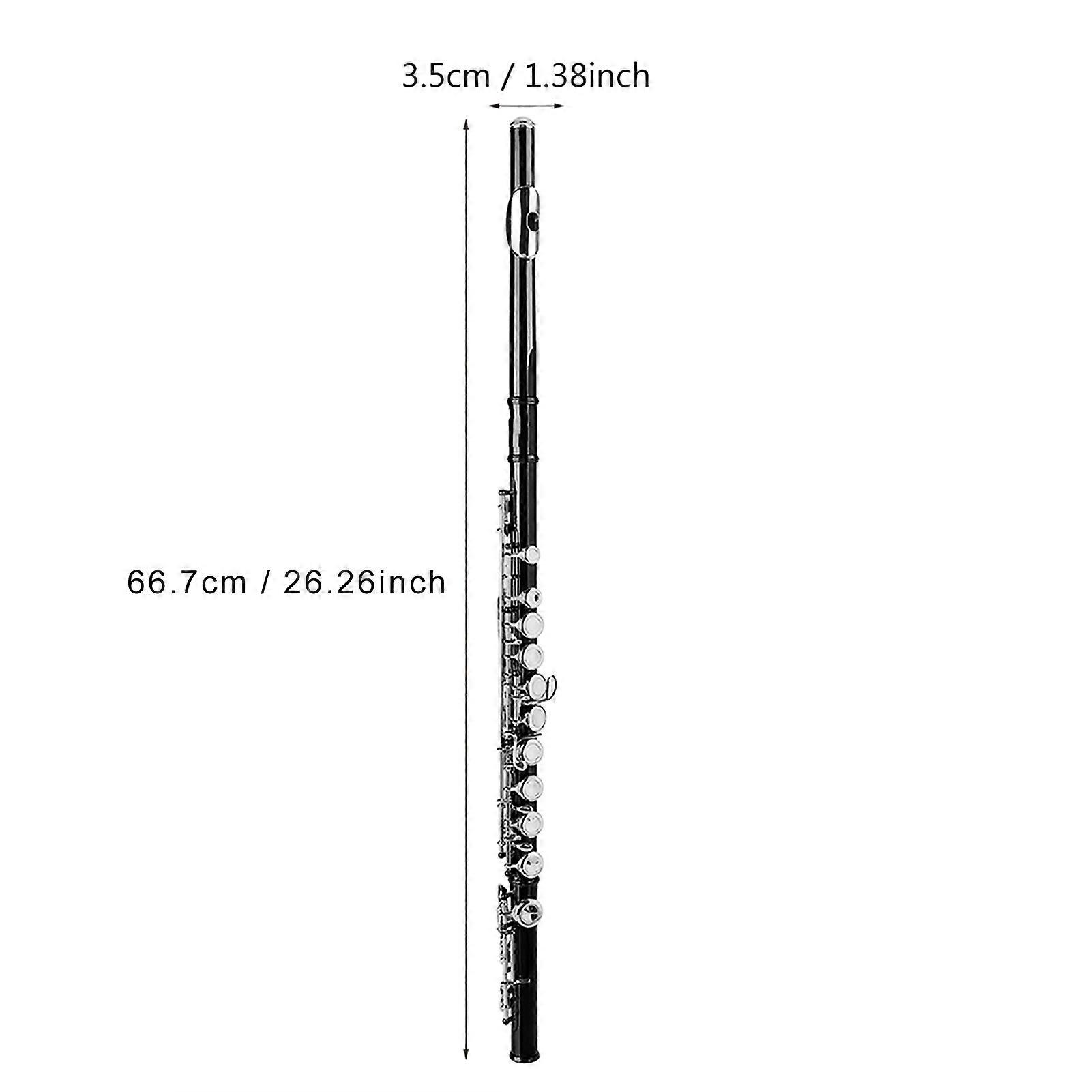 LADE C Key 16-Hole Brass Flute 66.7cm Black with Case Set