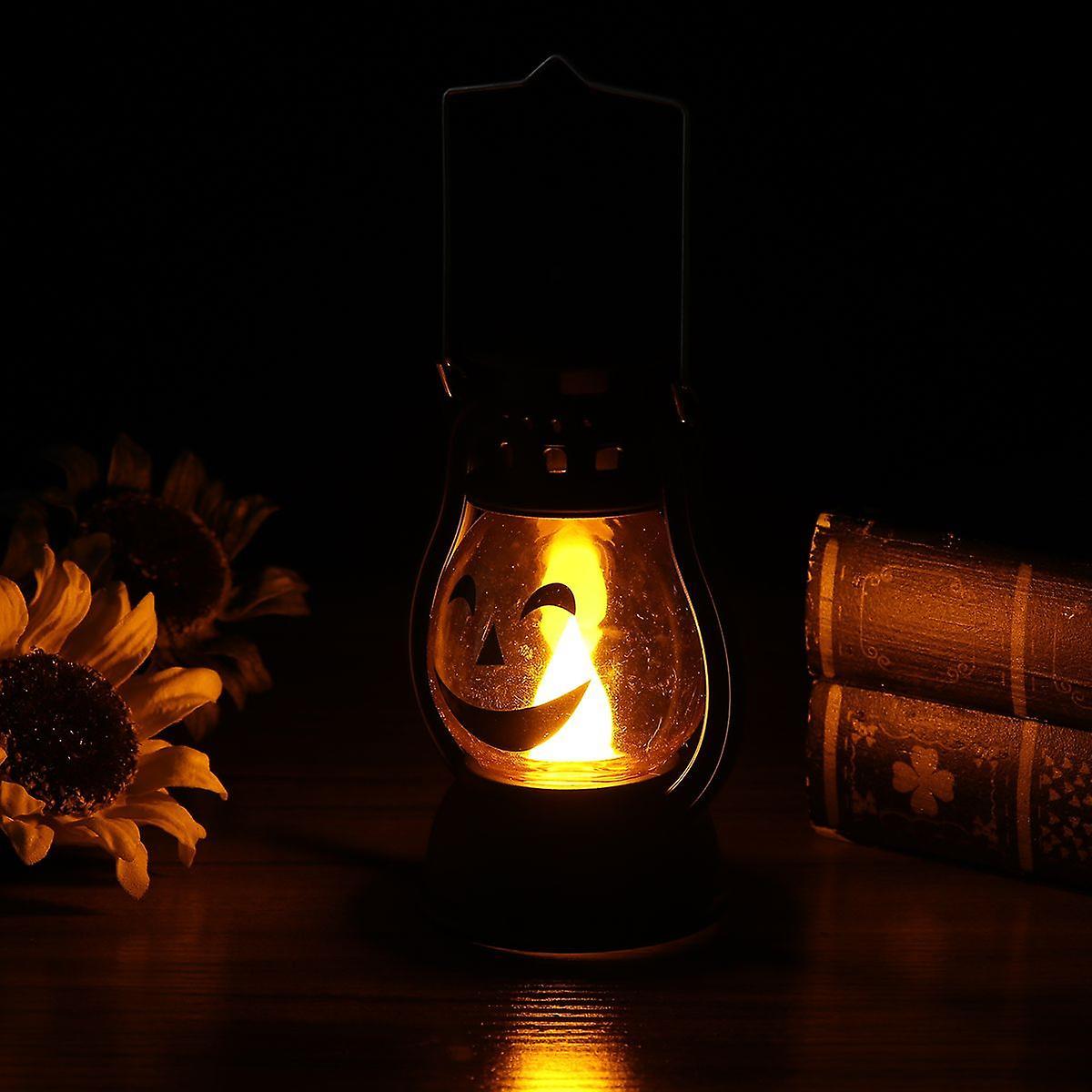 Creative Smile Face Pattern Halloween Decoration Use Atmosphere Lamp Pumpkin Shape Lantern Ornaments Hanging Decoration Use Light