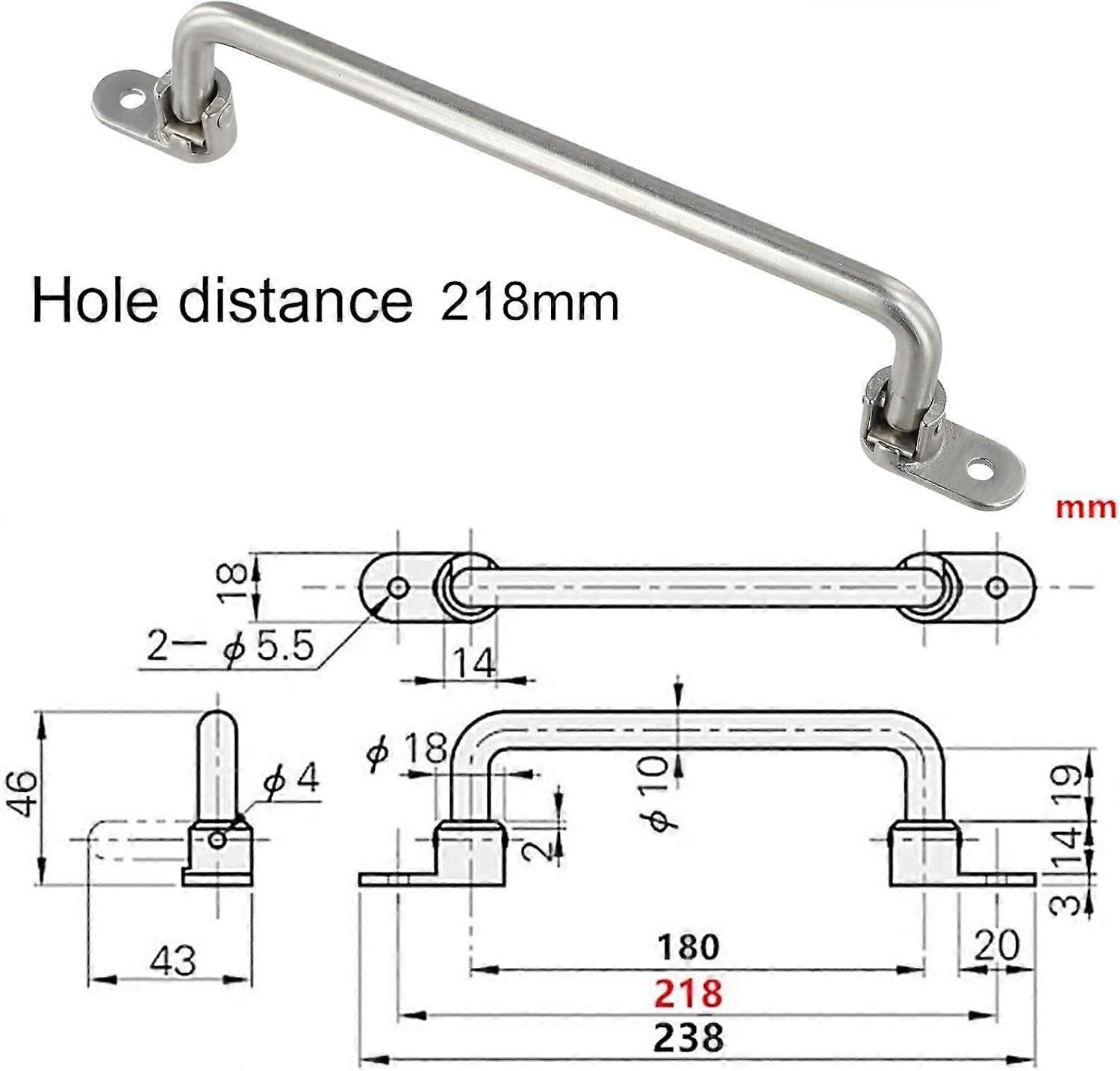 Stainless Steel Folding Handle for Industrial Applications with Ergonomic Grip 218mm