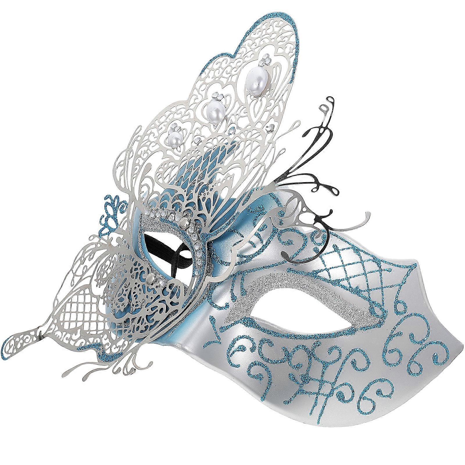 Blue Masquerade Mask Half-Face Mask for Decor 3Pcs Party Accessory