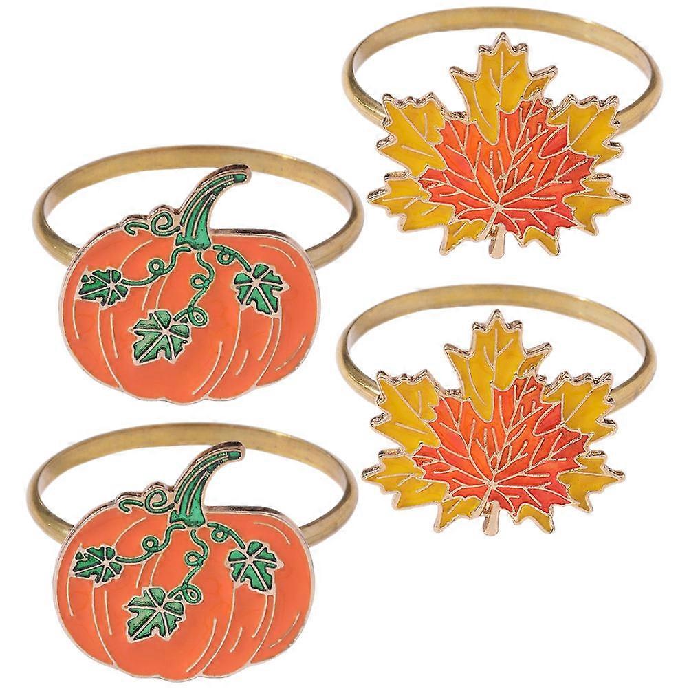 Thanksgiving Day Napkin Ring Maple Leaf Buckle for Table 12Pcs