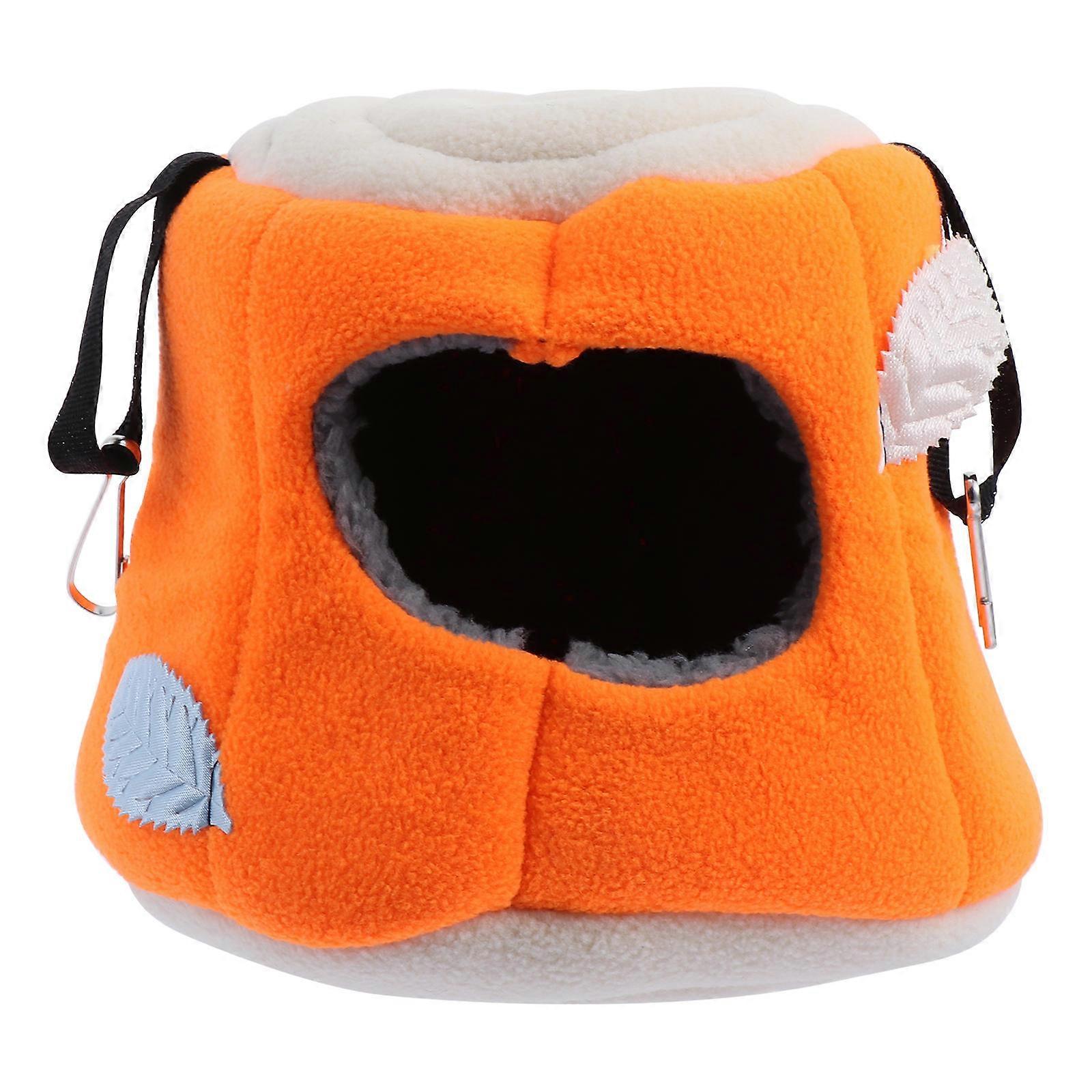 Pet House Cave Cotton Nest for Comfortable Sleep Orange Plush