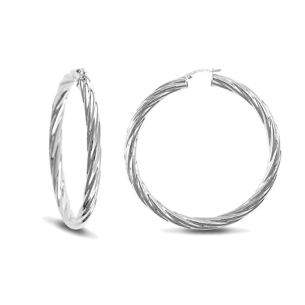 Jewelco London 纯银扭环耳环 - 5mm - 5.9cm