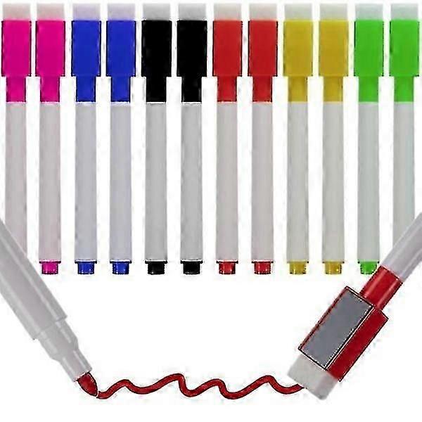 12-pack - Whiteboard Crayons with Eraser - Multi-colored Pens Christmas Gift