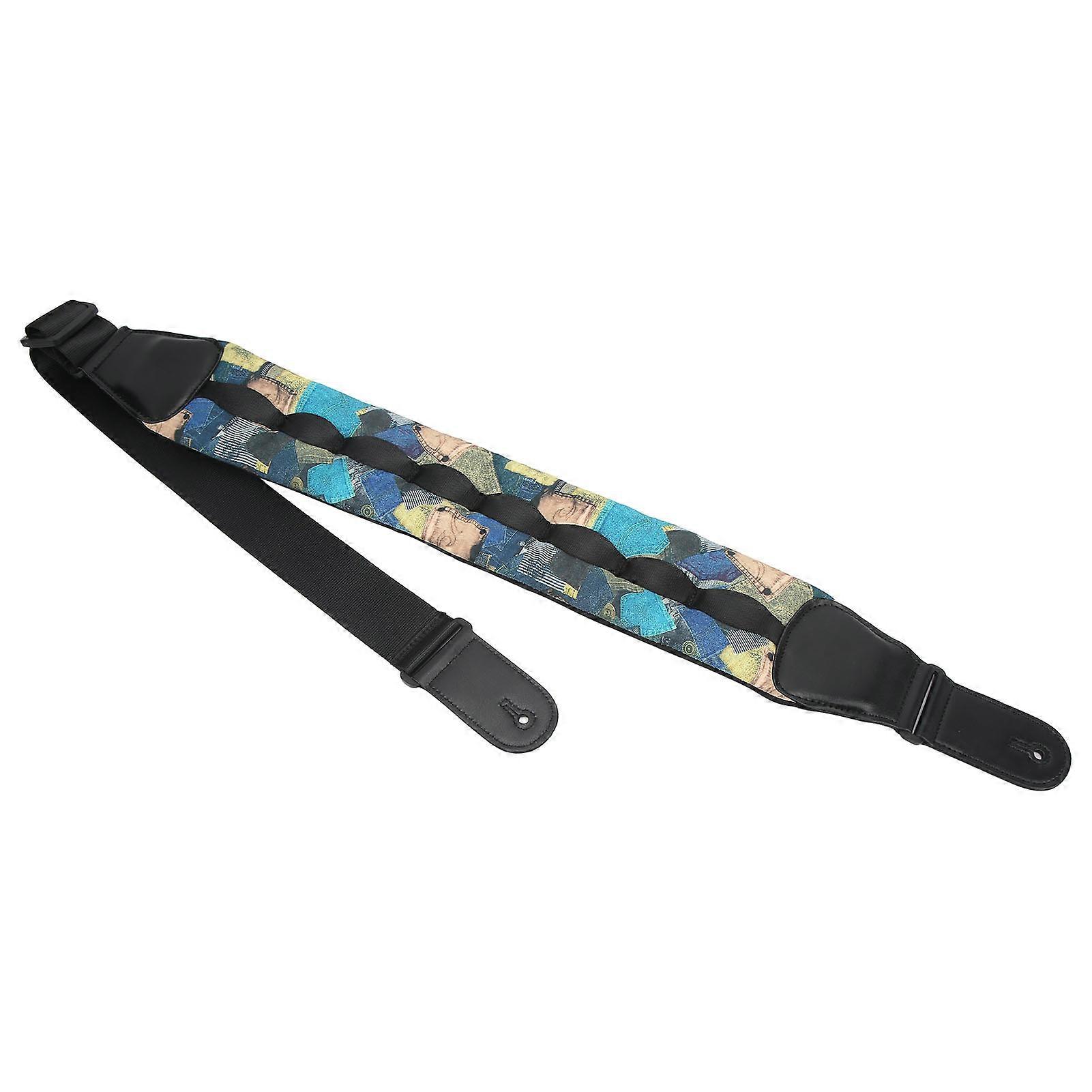 Adjustable Polyester Guitar Strap with Trendy Printed Decompression Design