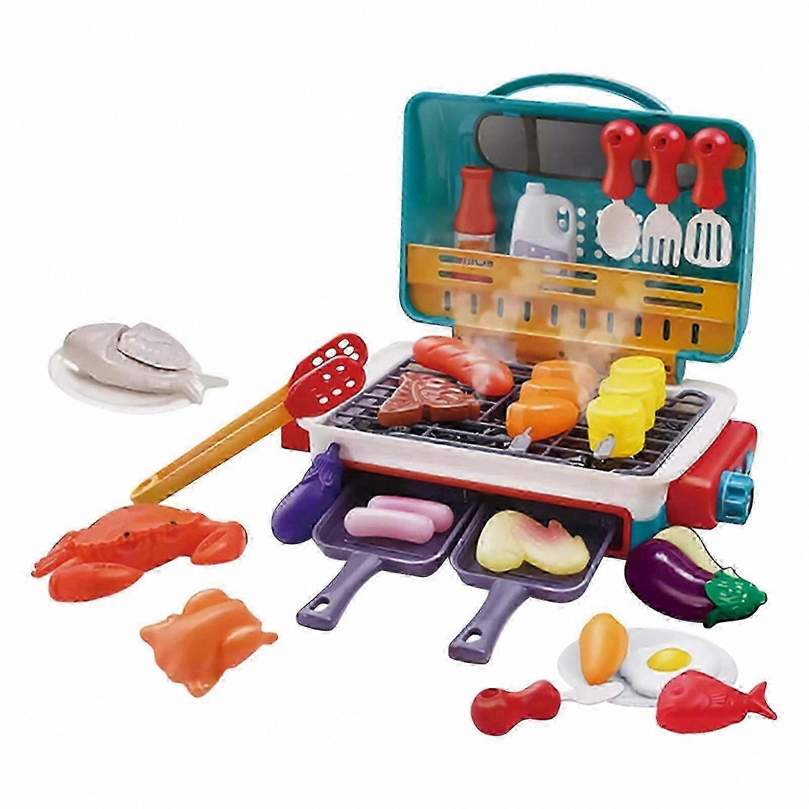 Interactive Pink Magnetic Tiles BBQ Playset with Lights, Sounds, and Color Change for Kids' Pretend Cooking Fun