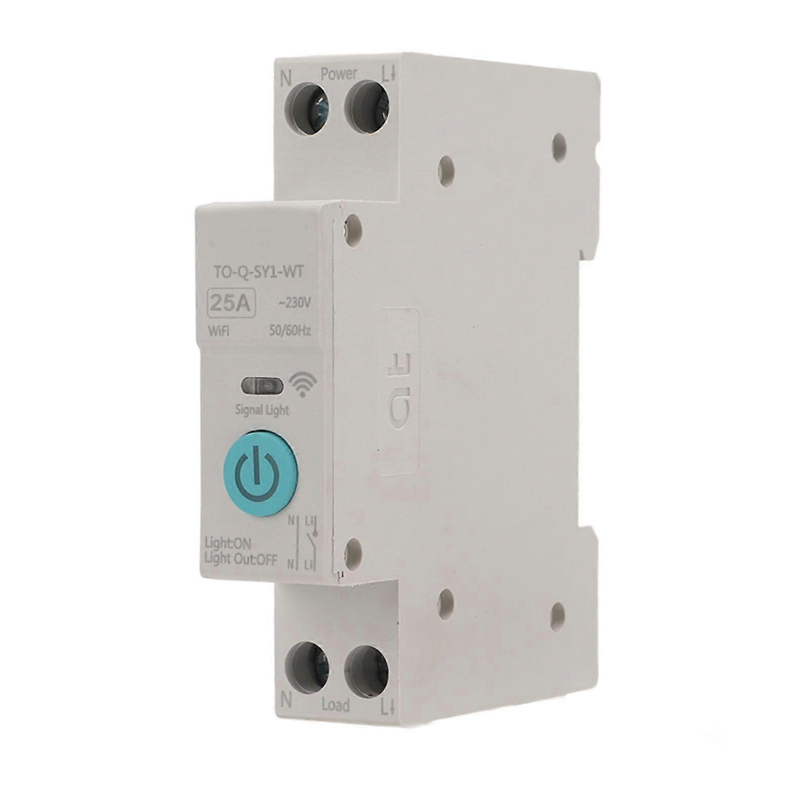 WIFI Smart Switch Disjoncteur Téléphone sans fil Télécommande DIN35 Rail Cycle Timing Compte à rebours Blanc 230V