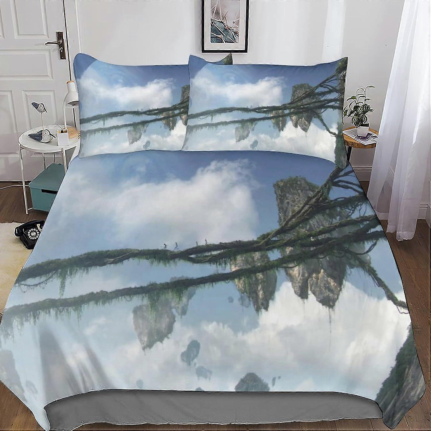 a593 Avatar Science Fiction Film Dimensional Printed Microfibre Duvet Cover And Sheet Set, Soft And Beautiful Microfibre Pillowcases, with Invisible Z