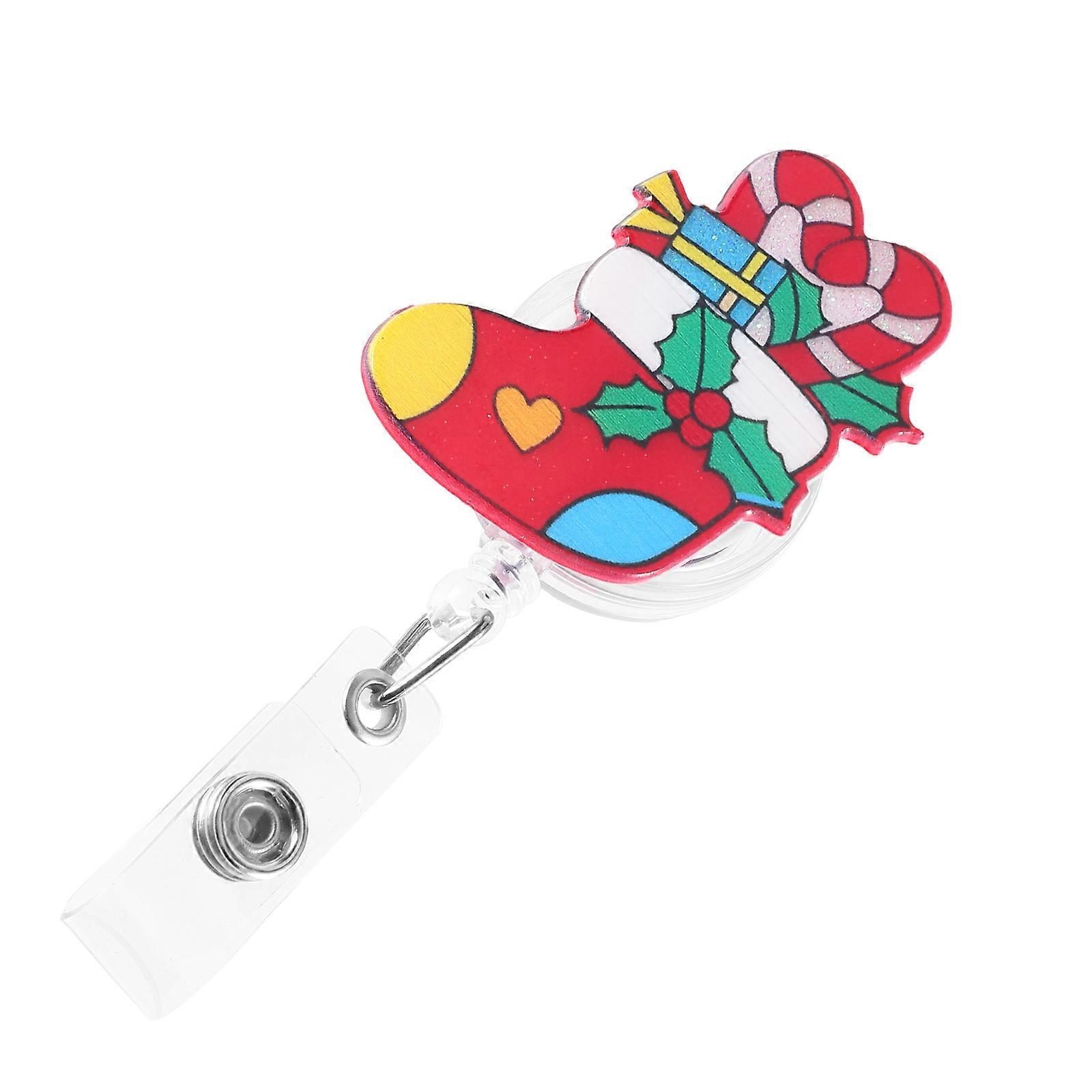 Christmas Badge Clip Red Badge Reel for Office Use 4Pcs Set