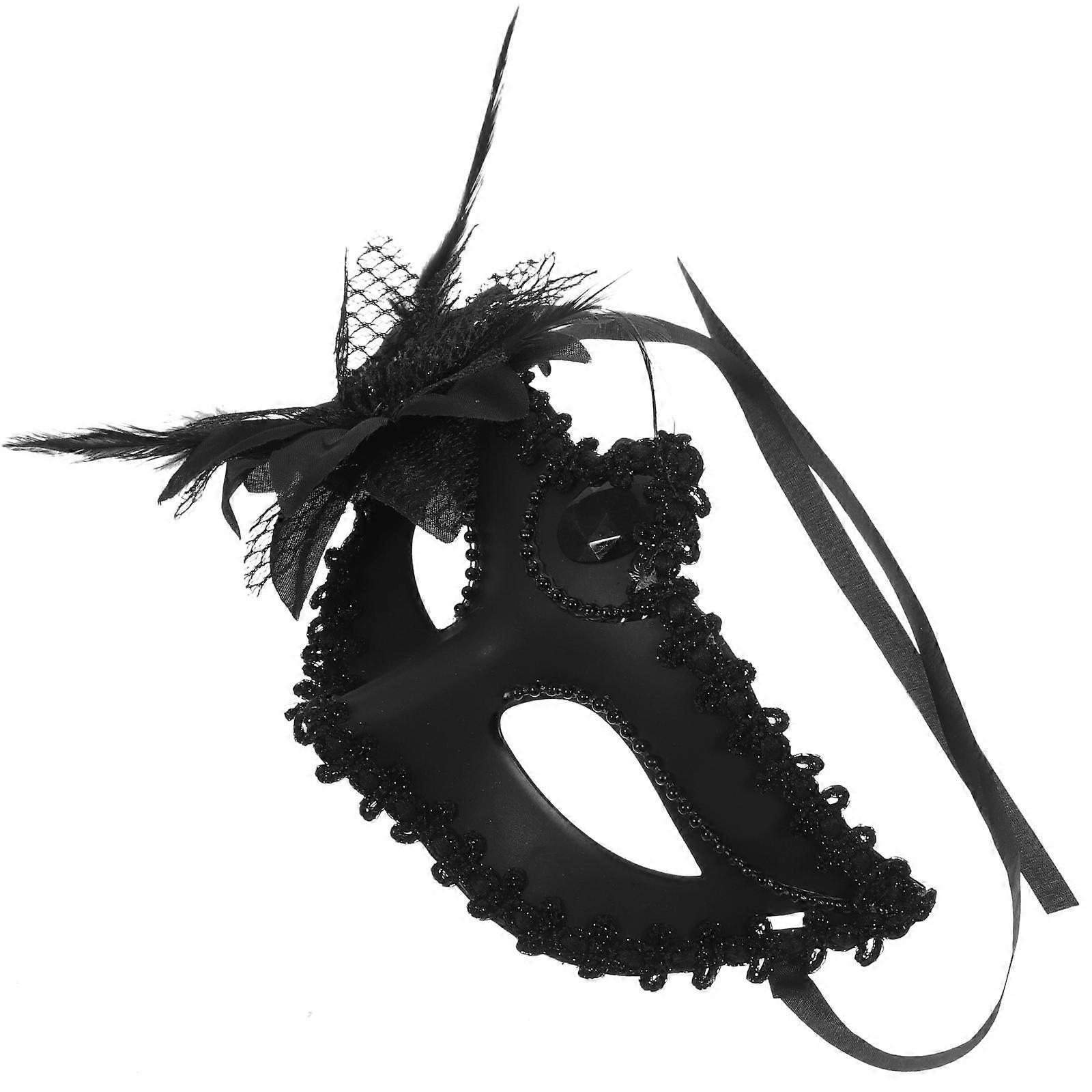 Cosplay Half-Face Masks for Bride Use 2Pcs Black Lace Masquerade Mask