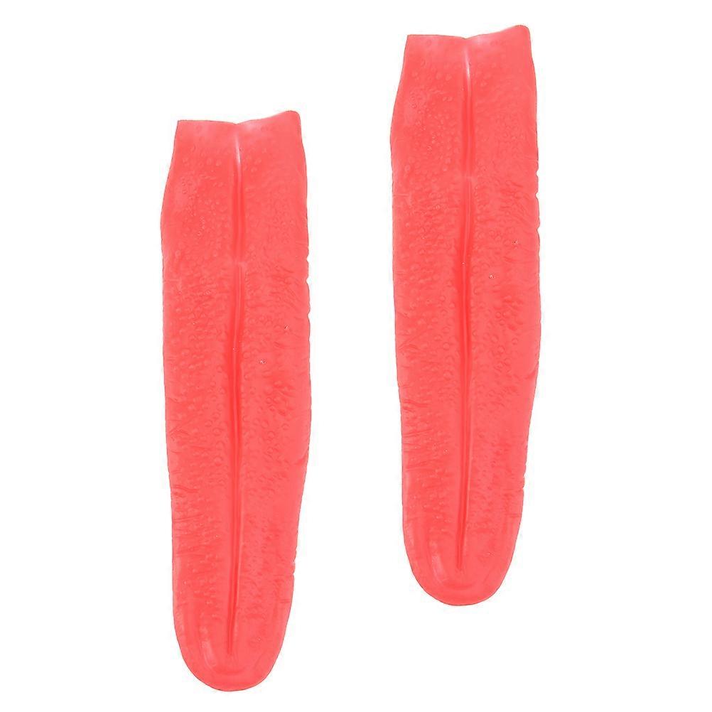 Fake Tongue Long Cosplay Prop Costume Play Tongue Shaped Realistic Design Red 2Pcs