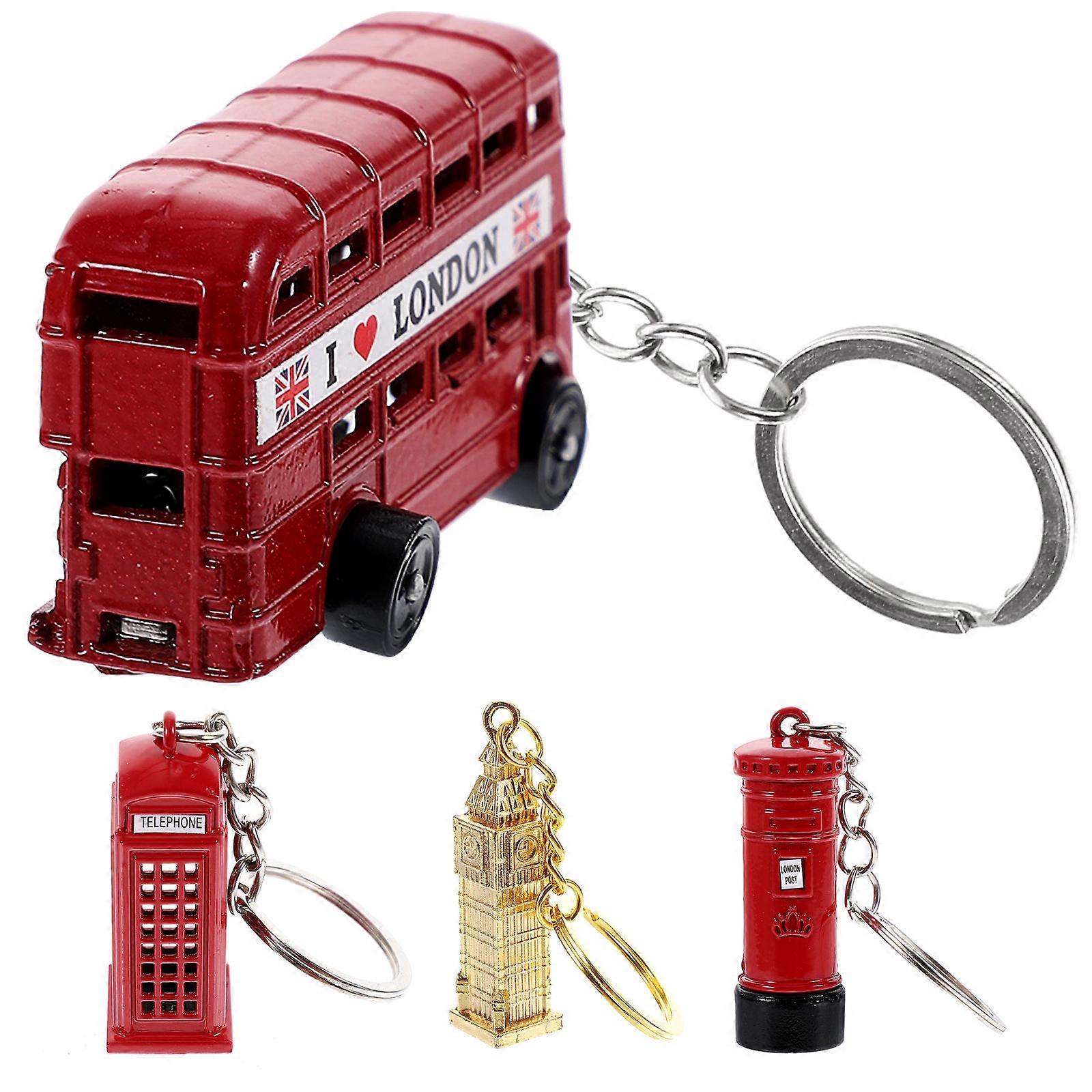 20Pcs British Element Key Design Material Alloy Keychain Pendant Unisex Decoration Backpack Hanging Decor
