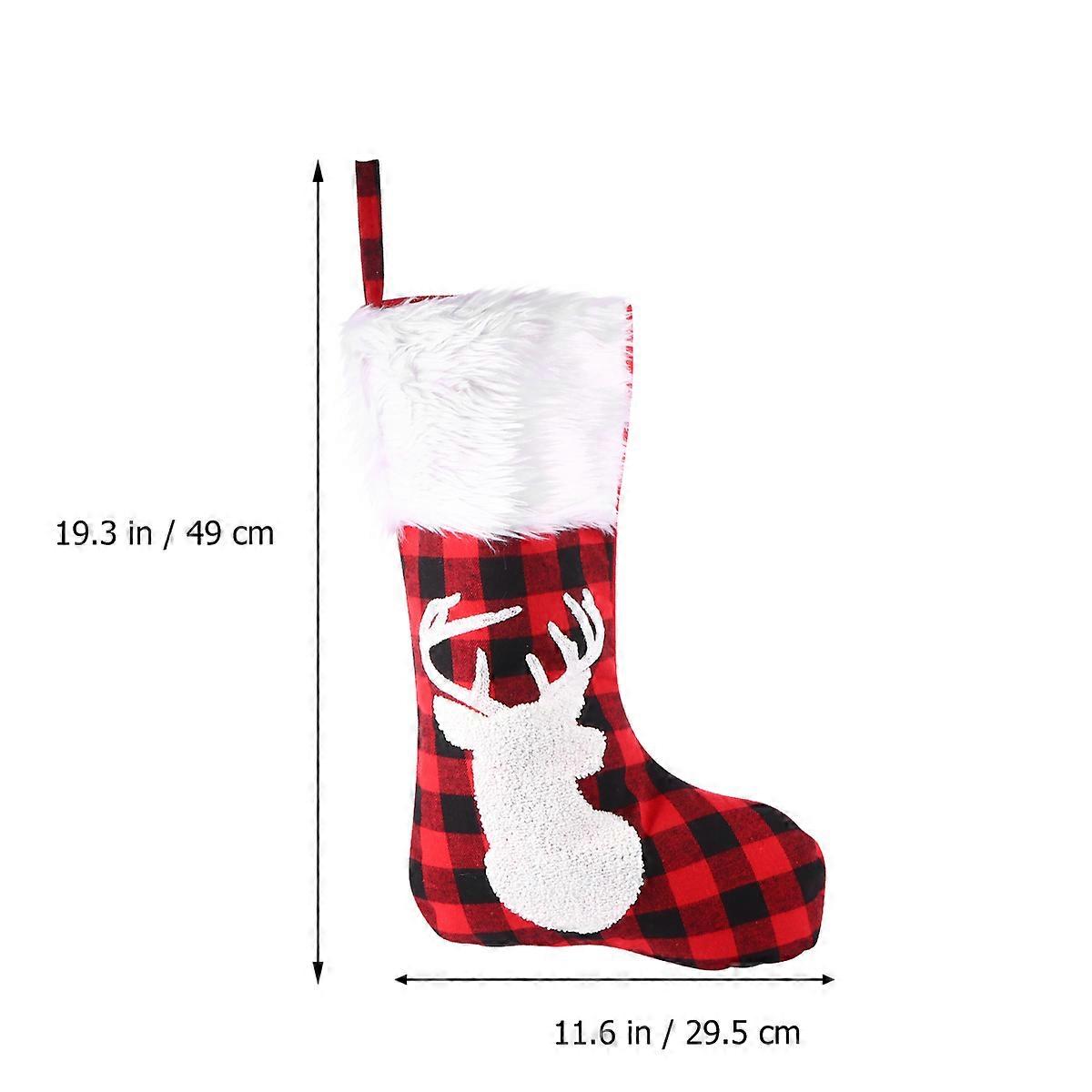 Christmas Stocking Black and Red Check Sock for Candy Hanging 2Pcs
