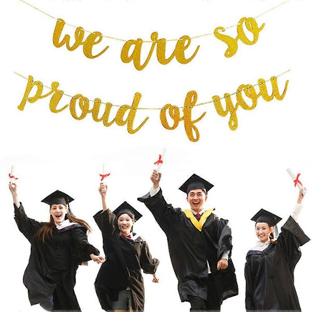 Graduation Paper Banner with Shining We Are So Proud of You 2Pcs