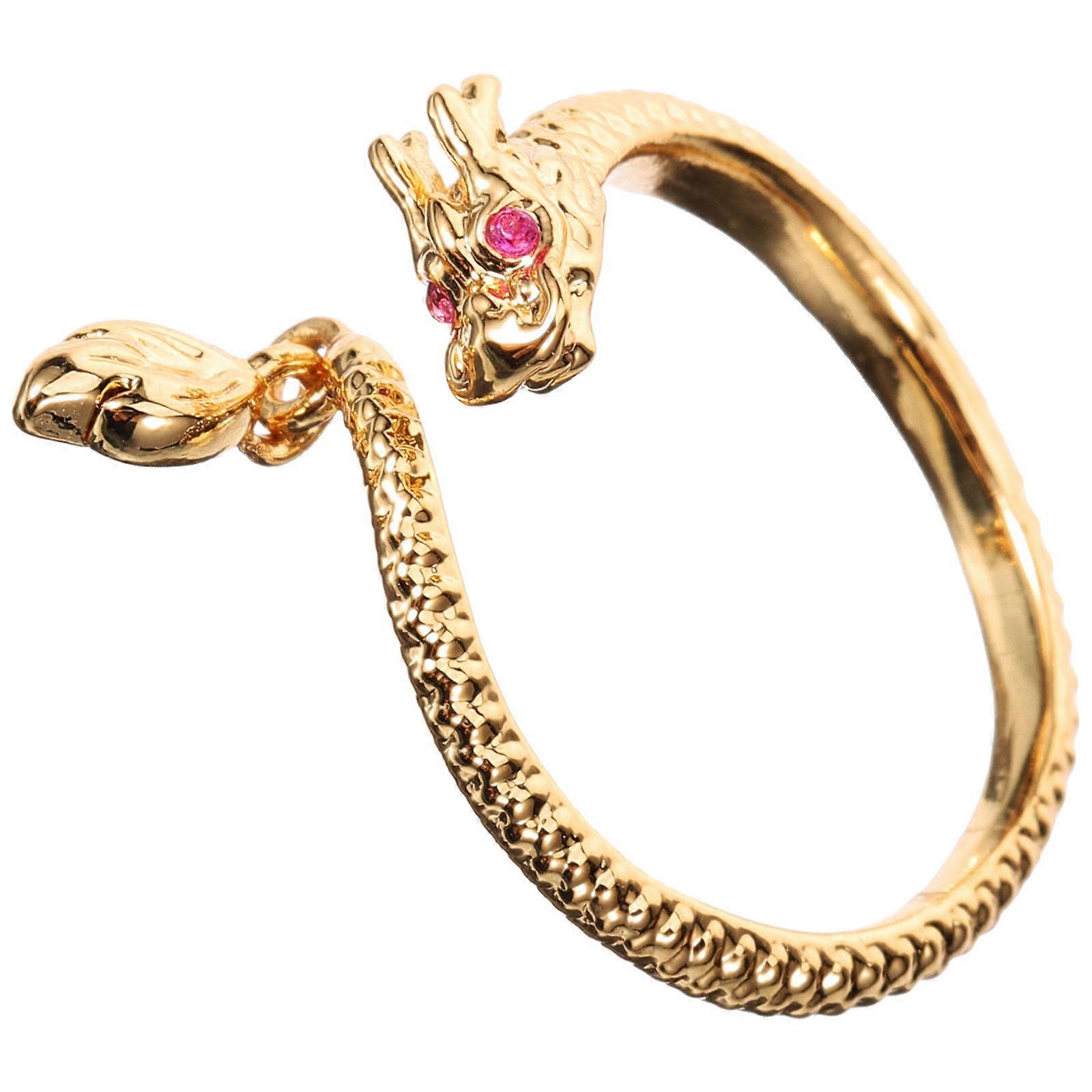 Golden Dragon Ring Copper Finger Ring for Women 2Pcs Statement Accessory