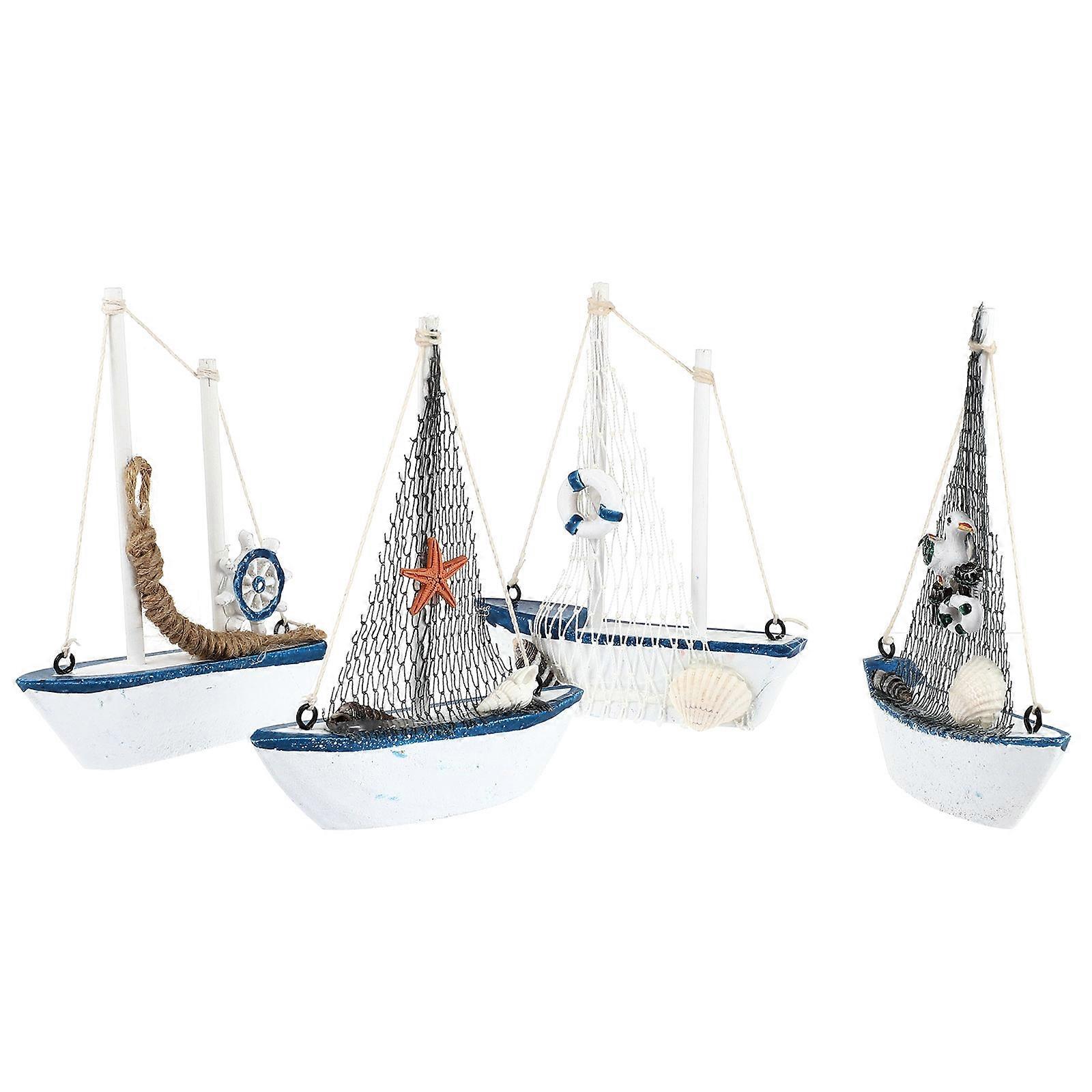 Nautical Miniatures Sailboat Home Decor Assorted Color Lifestyle Enhancement 4Pcs