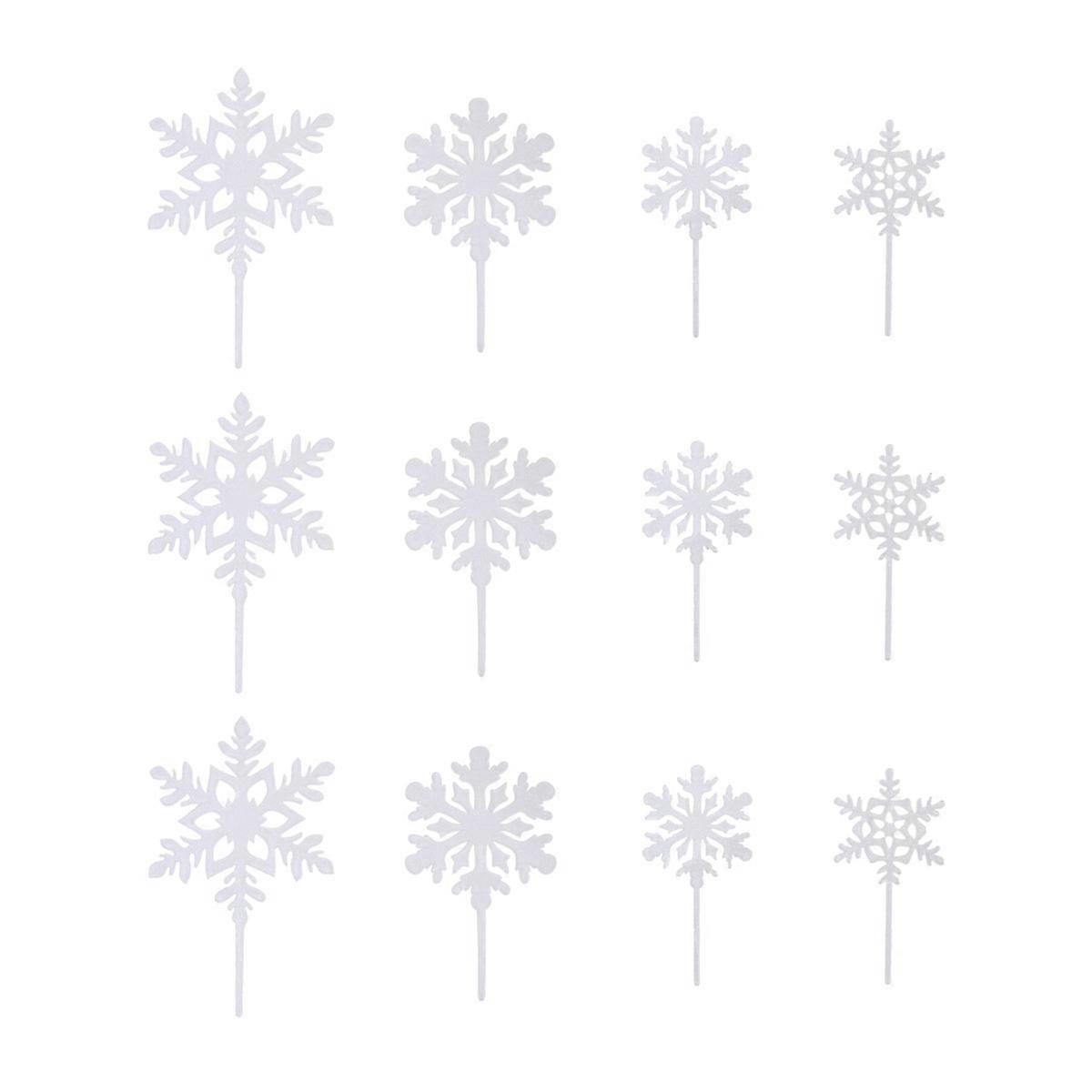 Cupcake Picks for Christmas Acrylic Snowflake Shape for 36Pcs