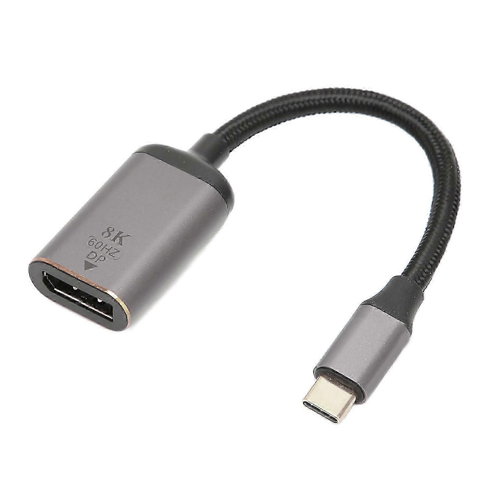 USB C Adapter for DisplayPort Aluminum Alloy 8K 30Hz 4K 144Hz HDR Plug and Play