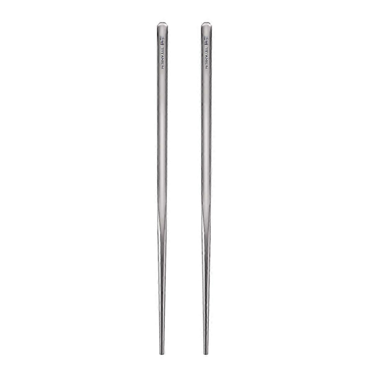 Portable Titanium Alloy Chopsticks for Eating Food 2Pcs Reusable Silver Food Sticks