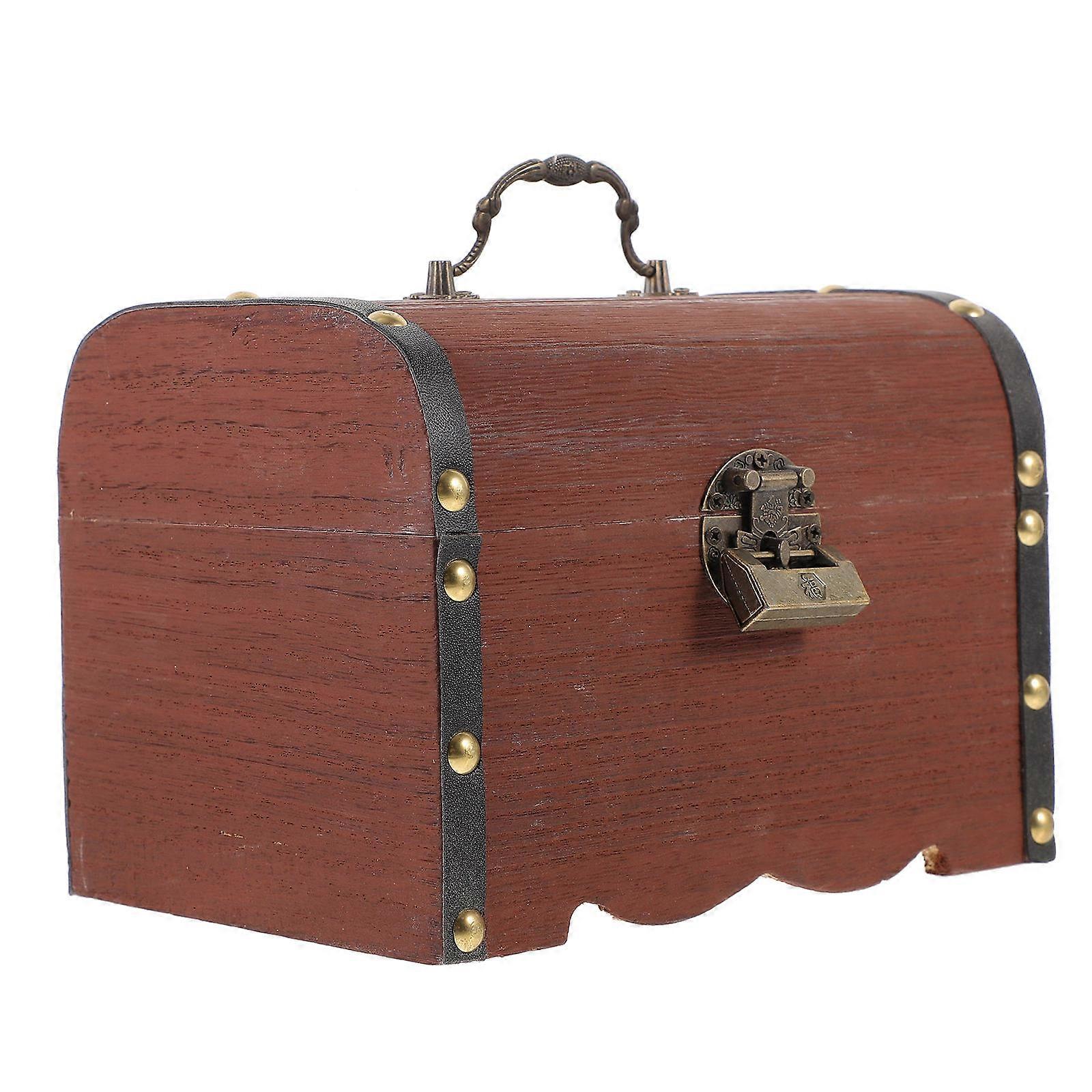 Wooden Treasure Box 2Pcs Multi-functional Storage Holder For Home Decoration In Light Brown Color