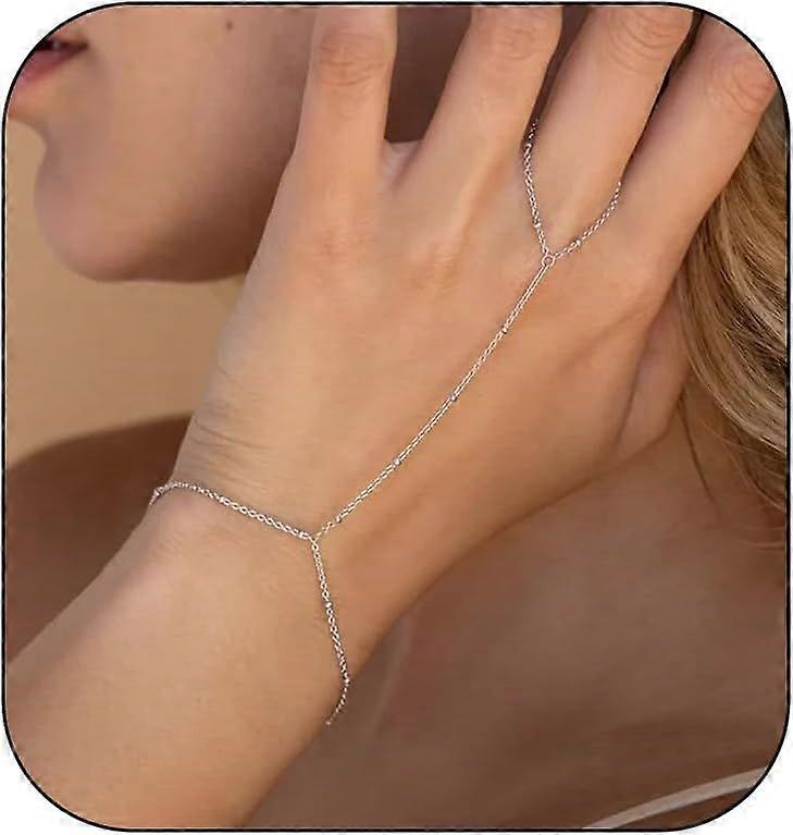 Pcs Hand Chain Bracelet Ring Bracelet Hand Chain Layered 14K